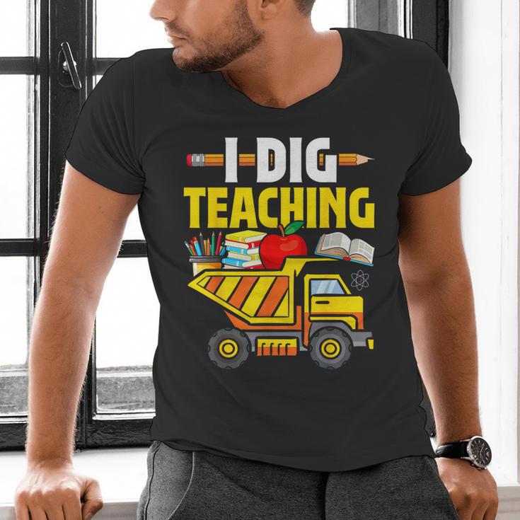 I Dig Teaching Dump Truck Construction Back School Teacher Men's V-Neck T-Shirt, gift for family, gift for coworker I Dig Teaching Dump Truck Construction Back School Teacher Men's V-Neck T-Shirt, gift for family, gift for coworker