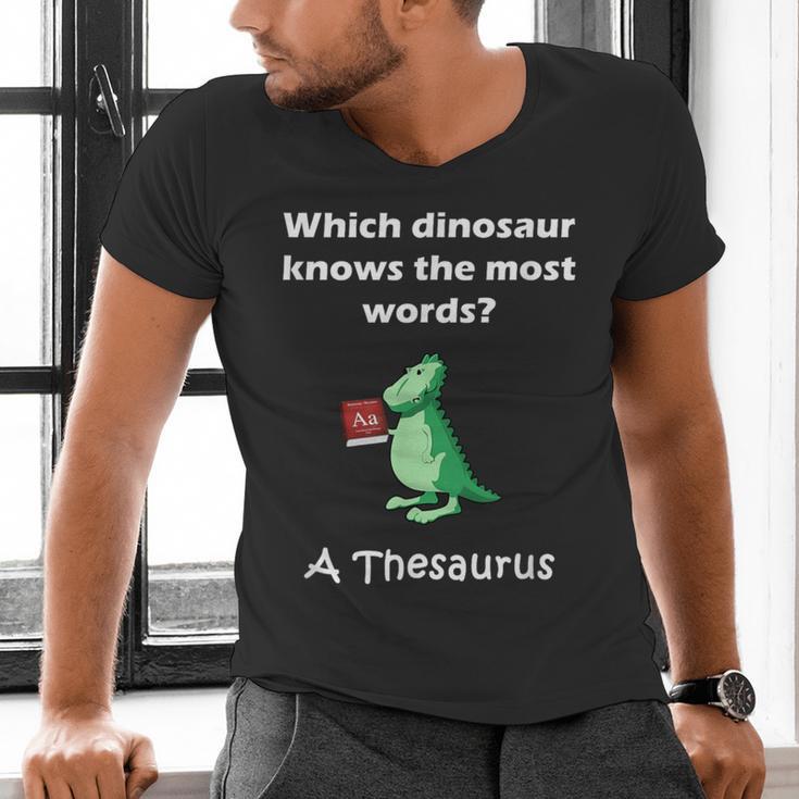 Dinosaur Thesaurus Grammar Joke Teacher Men's V-Neck T-Shirt, gift for family, gift for coworker Dinosaur Thesaurus Grammar Joke Teacher Men's V-Neck T-Shirt, gift for family, gift for coworker
