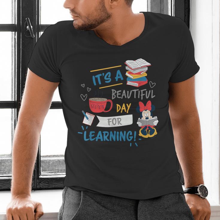 Disney Minnie Mouse Beautiful Day For Learning Teacher's Day Men's V-Neck T-Shirt, gift for family, gift for coworker Disney Minnie Mouse Beautiful Day For Learning Teacher's Day Men's V-Neck T-Shirt, gift for family, gift for coworker