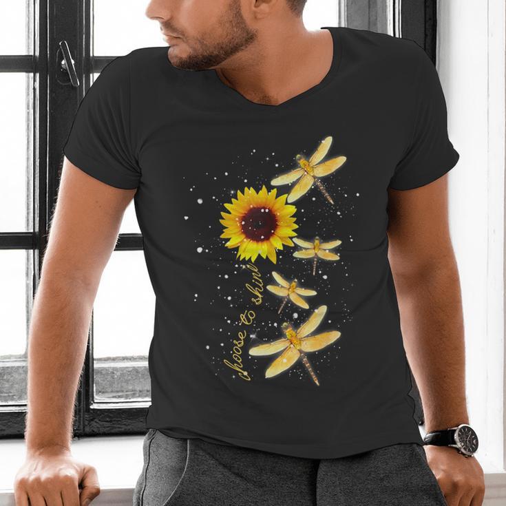 Dragonfly Sunflower Teacher Growth Mindset Choose To Shine Men's V-Neck T-Shirt, gift for family, gift for coworker Dragonfly Sunflower Teacher Growth Mindset Choose To Shine Men's V-Neck T-Shirt, gift for family, gift for coworker