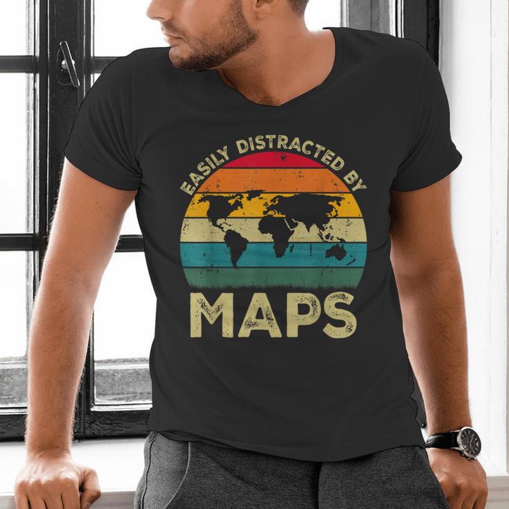 Easily Distracted By Maps Geography Teacher Men's V-Neck T-Shirt, gift for family, gift for coworker Easily Distracted By Maps Geography Teacher Men's V-Neck T-Shirt, gift for family, gift for coworker