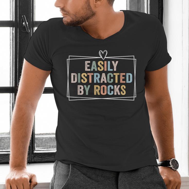 Easily Distracted By Rocks Geology Teacher Men's V-Neck T-Shirt, gift for family, gift for coworker Easily Distracted By Rocks Geology Teacher Men's V-Neck T-Shirt, gift for family, gift for coworker