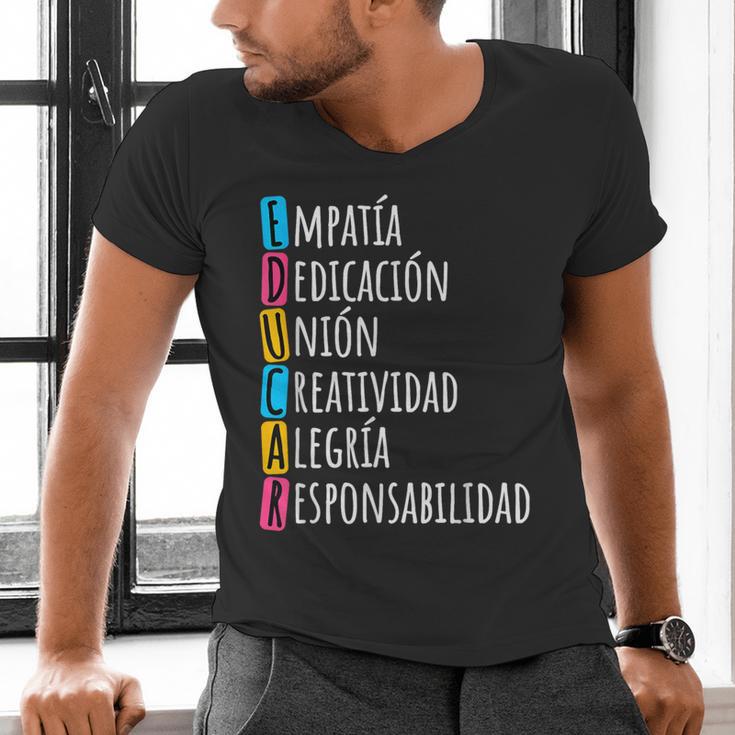 Educar Bilingual Spanish Teacher Men's V-Neck T-Shirt, gift for family, gift for coworker