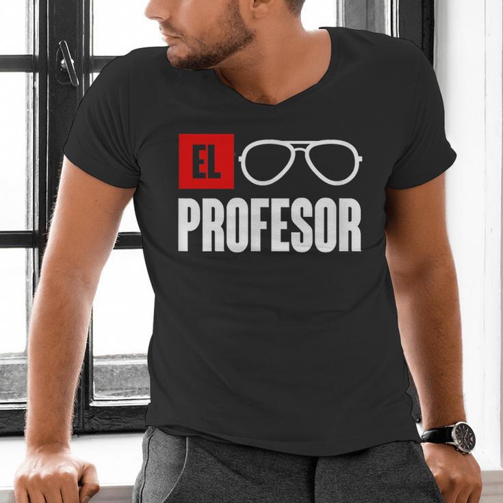 El Professor Money Costume Profesor Glasses Men Teacher Gift Men's V-Neck T-Shirt, gift for family, gift for coworker El Professor Money Costume Profesor Glasses Men Teacher Gift Men's V-Neck T-Shirt, gift for family, gift for coworker