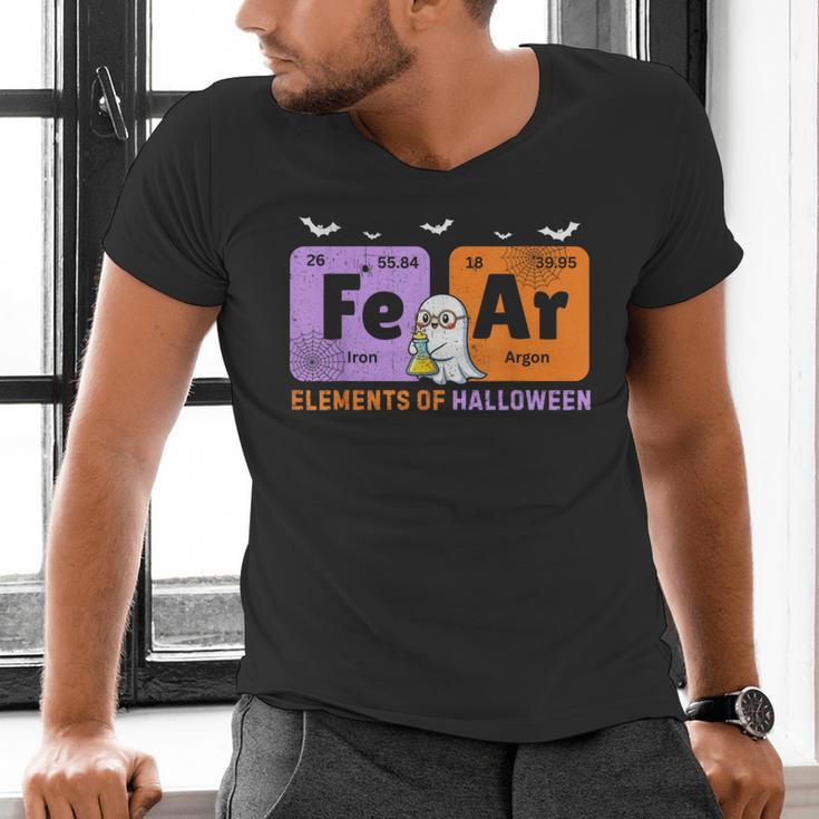 Elements Of Halloween Fear Periodically Chemistry Teacher Men's V-Neck T-Shirt, gift for family, gift for coworker