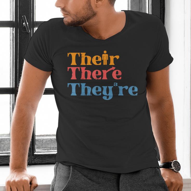 English Teacher Their There Theyre Grammar Men Women Men's V-Neck T-Shirt, English Teacher Shirts, gift for family, gift for coworker