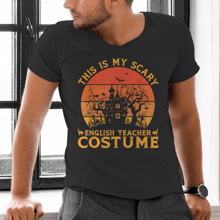 English Teacher Matching This Is My Scary Halloween Costume Men's V-Neck T-Shirt, English Teacher Shirts, gift for family, gift for coworker