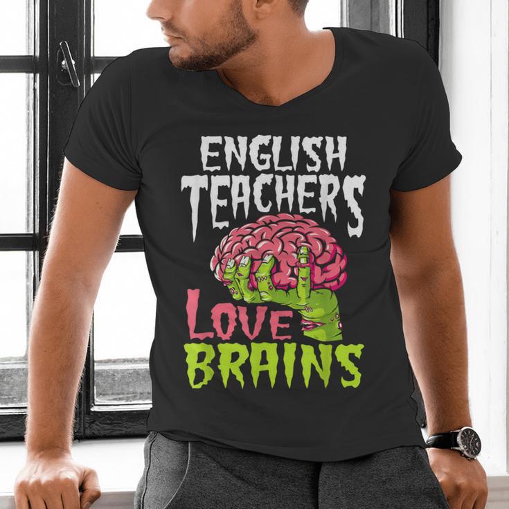 English Teachers Love Brains Zombie Teacher School Halloween Men's V-Neck T-Shirt, English Teacher Shirts, gift for family, gift for coworker English Teachers Love Brains Zombie Teacher School Halloween Men's V-Neck T-Shirt, English Teacher Shirts, gift for family, gift for coworker