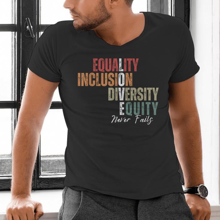 Equality Inclusion Diversity Equity Love Never Fails Teacher Men's V-Neck T-Shirt, gift for family, gift for coworker