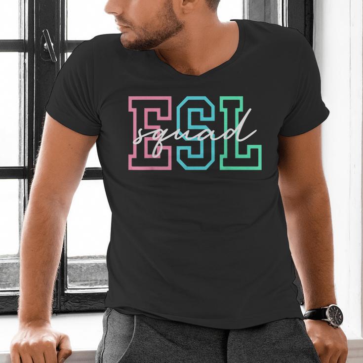 ESL Squad Teacher English As A Second Language Men's V-Neck T-Shirt, Esl Teacher Shirts, English Teacher Shirts, gift for family, gift for coworker ESL Squad Teacher English As A Second Language Men's V-Neck T-Shirt, Esl Teacher Shirts, English Teacher Shirts, gift for family, gift for coworker