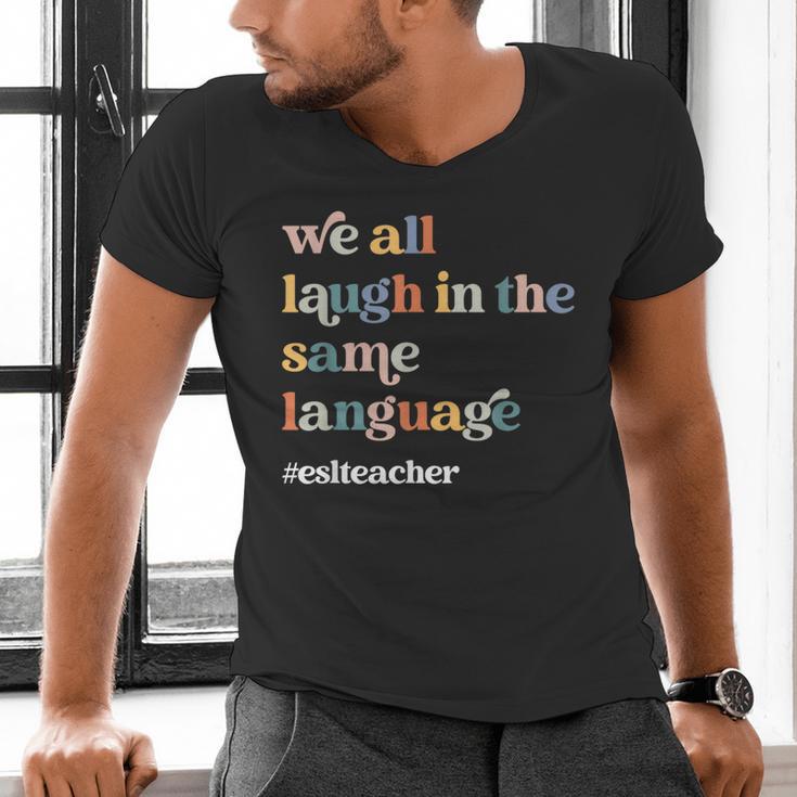 ESL Teacher ESOL Student Cute Retro Back To School First Day Men's V-Neck T-Shirt, Esl Teacher Shirts, gift for family, gift for coworker ESL Teacher ESOL Student Cute Retro Back To School First Day Men's V-Neck T-Shirt, Esl Teacher Shirts, gift for family, gift for coworker