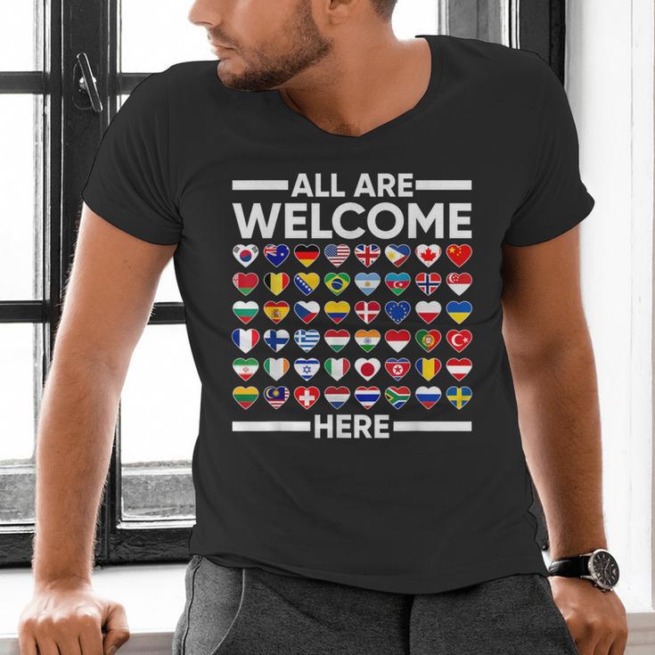 ESL Teacher All Are Welcome Here For Worlds Virtual Teachers Men's V-Neck T-Shirt, Esl Teacher Shirts, gift for family, gift for coworker