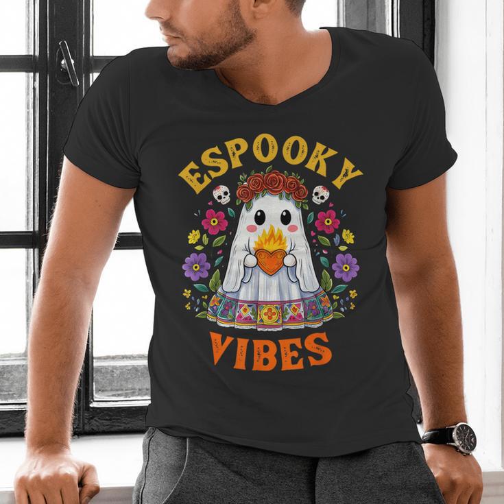 Espooky Vibes Spanish Mexican Halloween Ghost Teachers Men's V-Neck T-Shirt, gift for family, gift for coworker Espooky Vibes Spanish Mexican Halloween Ghost Teachers Men's V-Neck T-Shirt, gift for family, gift for coworker