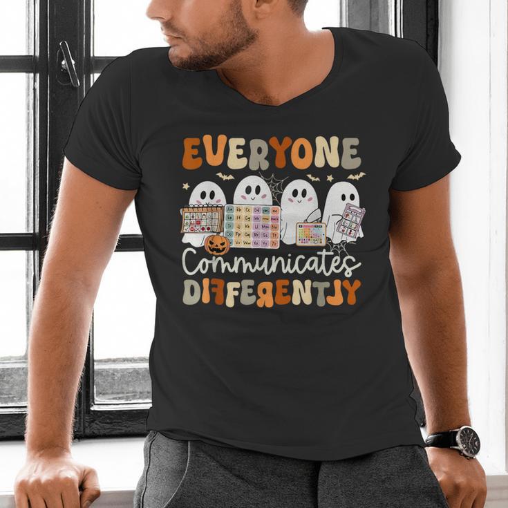 Everyone Communicates Differently Halloween Sped Teacher Men's V-Neck T-Shirt, gift for family, gift for coworker Everyone Communicates Differently Halloween Sped Teacher Men's V-Neck T-Shirt, gift for family, gift for coworker