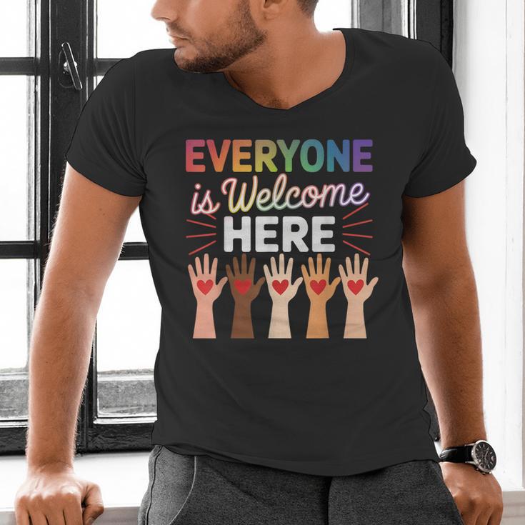 Everyone Is Welcome Here Shirt Teacher Men's V-Neck T-Shirt, gift for family, gift for coworker Everyone Is Welcome Here Shirt Teacher Men's V-Neck T-Shirt, gift for family, gift for coworker