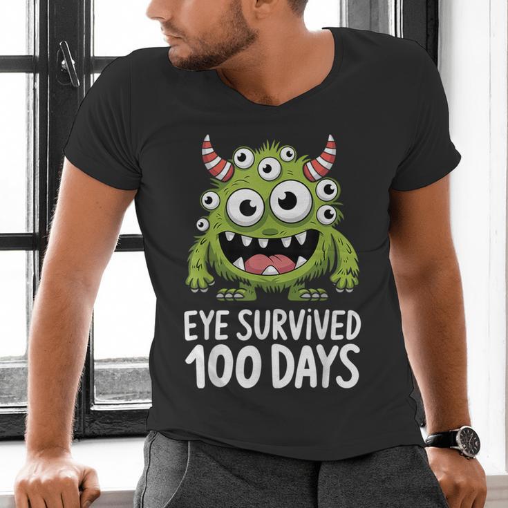 Eye Survived 100 Days Of School Monster Lover Teacher Kids Men's V-Neck T-Shirt, gift for family, gift for coworker Eye Survived 100 Days Of School Monster Lover Teacher Kids Men's V-Neck T-Shirt, gift for family, gift for coworker