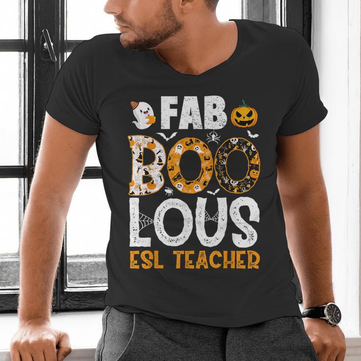 Faboolous ESL ESOL Teacher Spooky Teacher Halloween Costume For Men Women Men's V-Neck T-Shirt, Esl Teacher Shirts, gift for family, gift for coworker