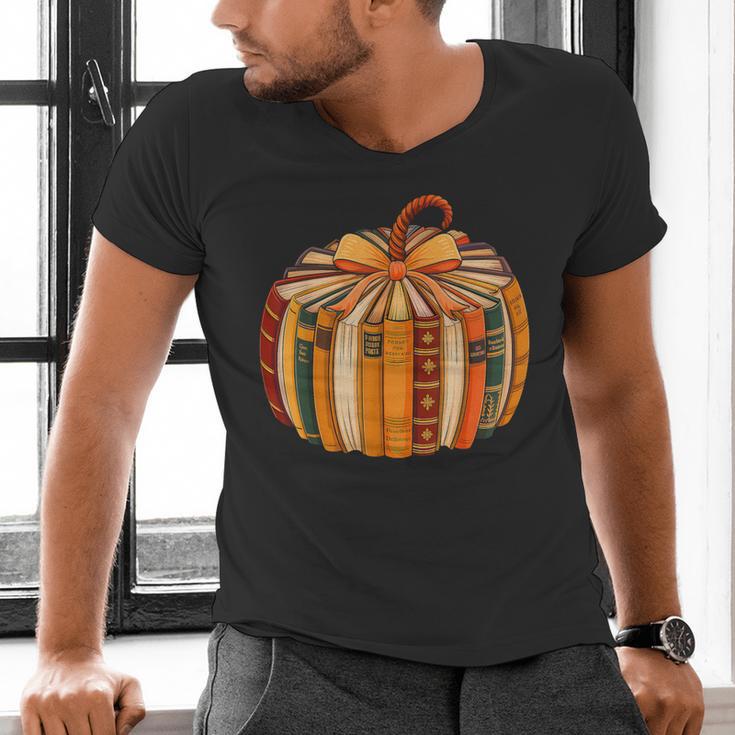 Fall Book Halloween Costume Autumn Pumpkin Teacher Kids Men's V-Neck T-Shirt, gift for family, gift for coworker Fall Book Halloween Costume Autumn Pumpkin Teacher Kids Men's V-Neck T-Shirt, gift for family, gift for coworker