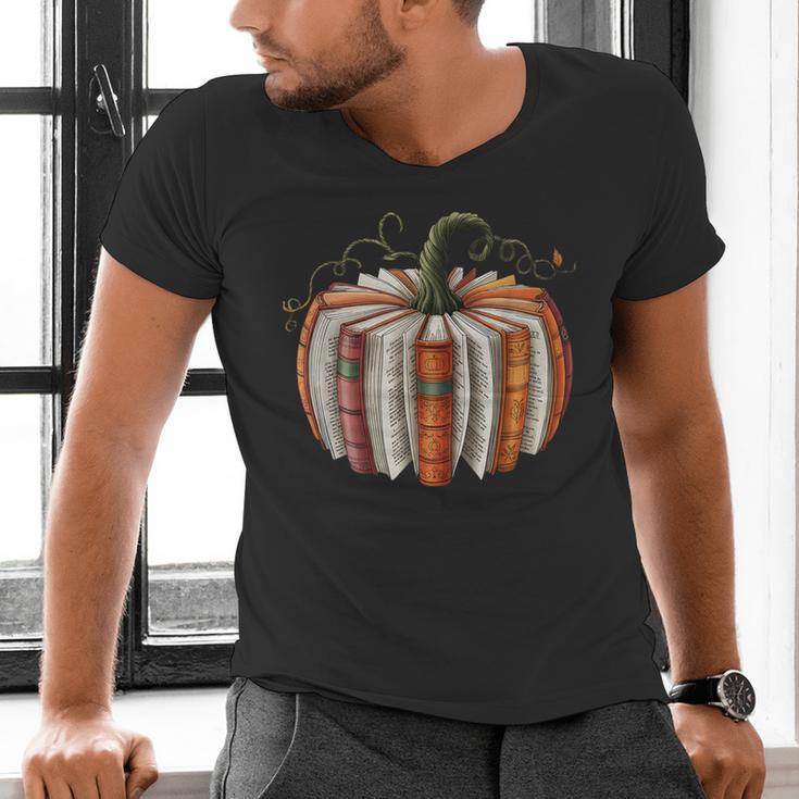Fall Book Pumpkin Retro Reading Halloween Teacher Librarian Men's V-Neck T-Shirt, gift for family, gift for coworker Fall Book Pumpkin Retro Reading Halloween Teacher Librarian Men's V-Neck T-Shirt, gift for family, gift for coworker