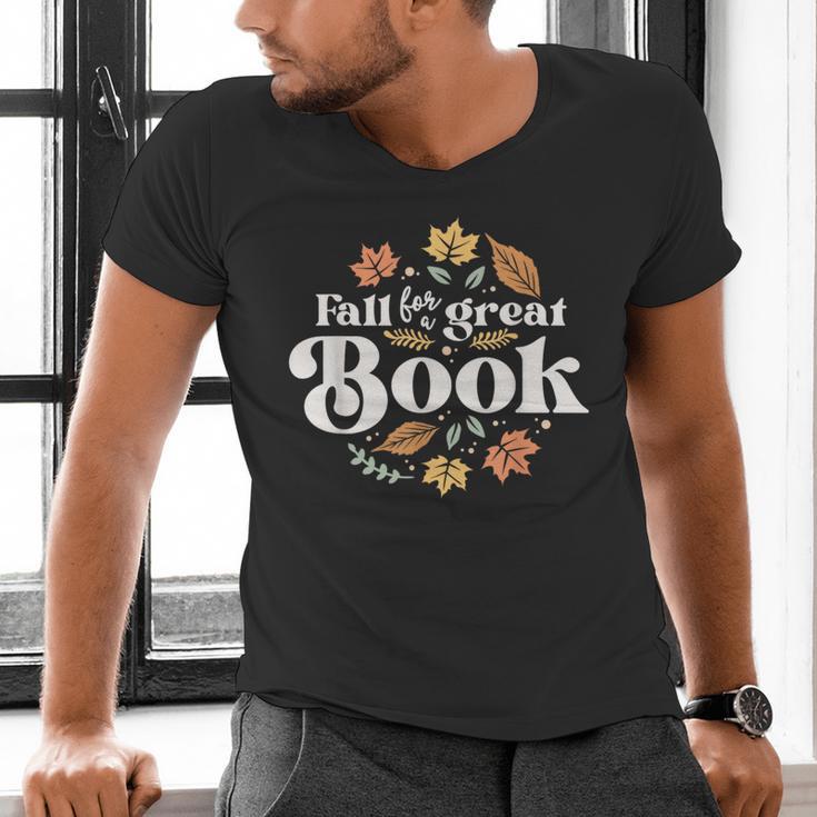 Fall For A Great Book Reading Librarian Autumn Teacher Men's V-Neck T-Shirt, gift for family, gift for coworker Fall For A Great Book Reading Librarian Autumn Teacher Men's V-Neck T-Shirt, gift for family, gift for coworker