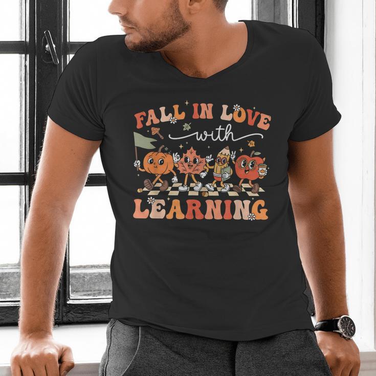 Fall In Love With Learning Autumn Teacher Thanksgiving Men's V-Neck T-Shirt, gift for family, gift for coworker Fall In Love With Learning Autumn Teacher Thanksgiving Men's V-Neck T-Shirt, gift for family, gift for coworker