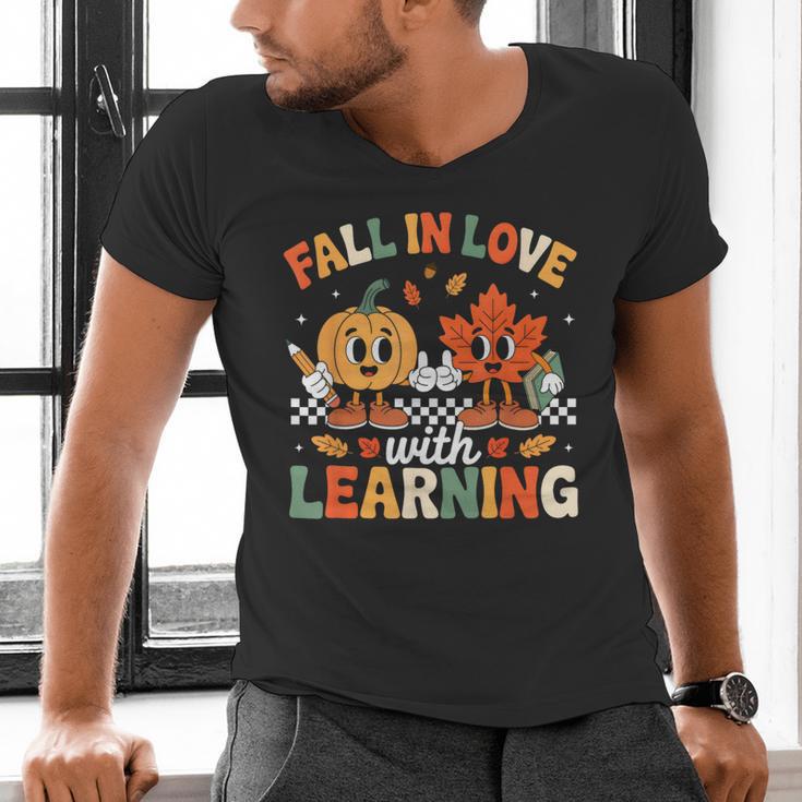 Fall In Love With Learning Shirt Autumn Thanksgiving Teacher Men's V-Neck T-Shirt, gift for family, gift for coworker Fall In Love With Learning Shirt Autumn Thanksgiving Teacher Men's V-Neck T-Shirt, gift for family, gift for coworker