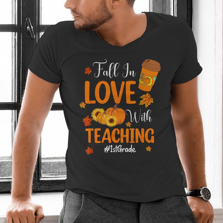 Fall In Love With Teaching 1st Grade Teacher Thanksgiving For Men Women Girls Kids Men's V-Neck T-Shirt, gift for family, gift for coworker Fall In Love With Teaching 1st Grade Teacher Thanksgiving For Men Women Girls Kids Men's V-Neck T-Shirt, gift for family, gift for coworker