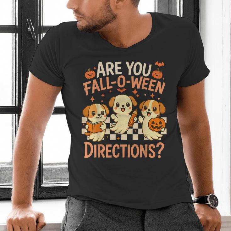 Are You Fall O Ween Directions Teacher Halloween Dog Ghost Men's V-Neck T-Shirt, gift for family, gift for coworker Are You Fall O Ween Directions Teacher Halloween Dog Ghost Men's V-Neck T-Shirt, gift for family, gift for coworker