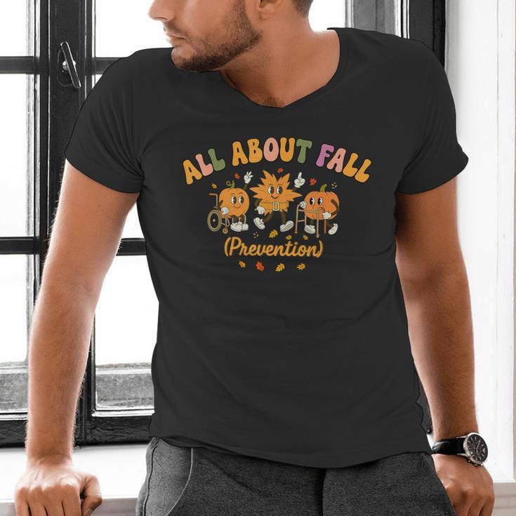 All About Fall Prevention Therapy SPED Teacher Thanksgiving Men's V-Neck T-Shirt, gift for family, gift for coworker All About Fall Prevention Therapy SPED Teacher Thanksgiving Men's V-Neck T-Shirt, gift for family, gift for coworker