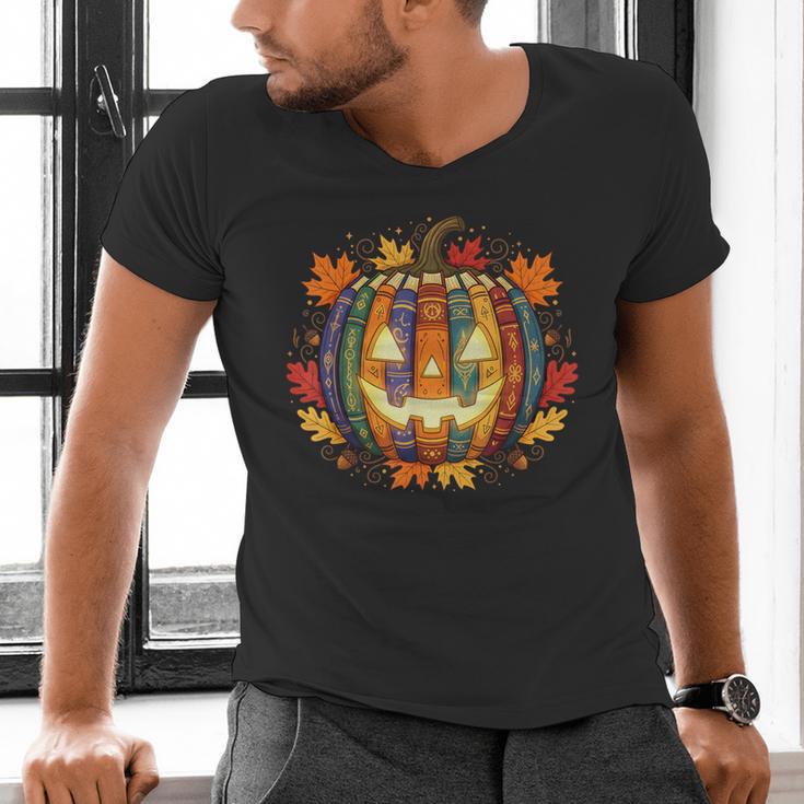 Fall Pumpkin Book Lover Spooky Librarian Teacher Halloween Men's V-Neck T-Shirt, gift for family, gift for coworker Fall Pumpkin Book Lover Spooky Librarian Teacher Halloween Men's V-Neck T-Shirt, gift for family, gift for coworker