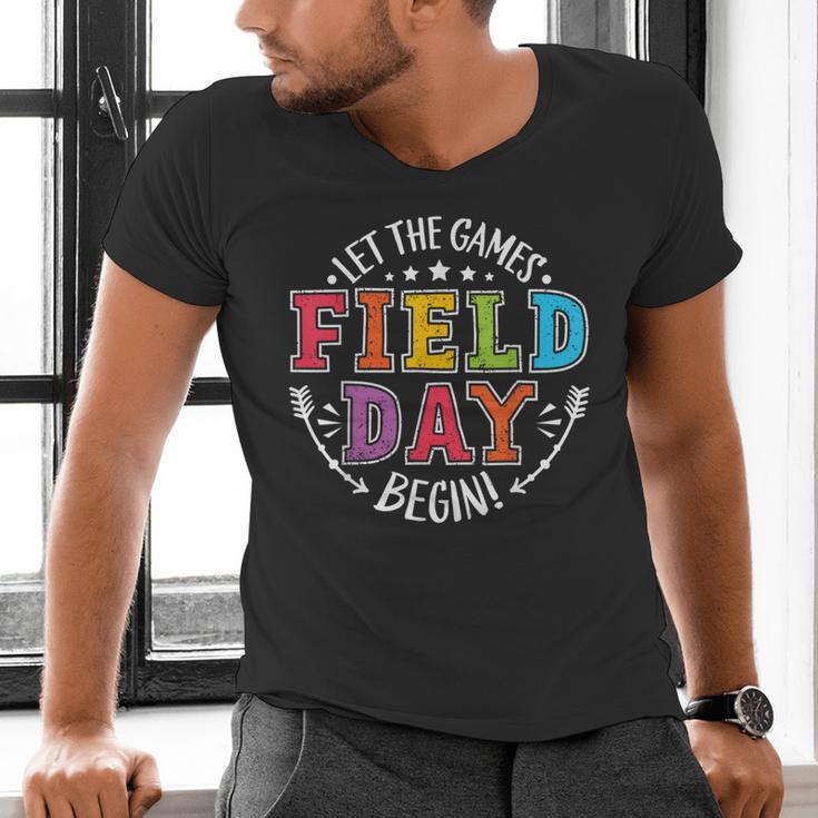 Field Day 2024 Let The Games Begin Teacher Kids Girls Boys Men's V-Neck T-Shirt, gift for family, gift for coworker Field Day 2024 Let The Games Begin Teacher Kids Girls Boys Men's V-Neck T-Shirt, gift for family, gift for coworker