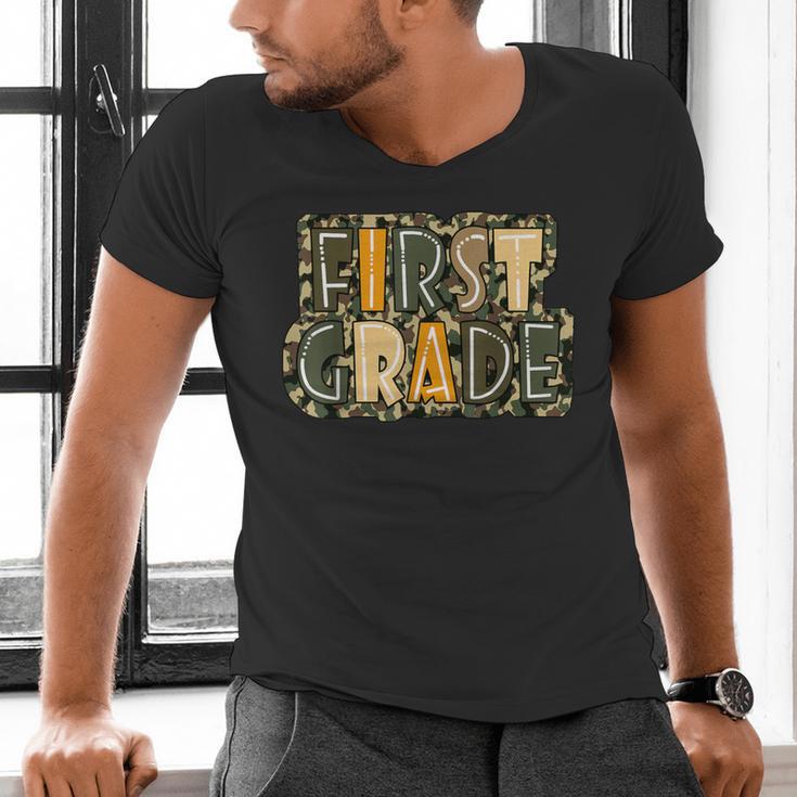 First 1St Grade Camo Camouflage Boy Teacher Back To School Men's V-Neck T-Shirt, First Grade Teacher Shirts, gift for family, gift for coworker First 1St Grade Camo Camouflage Boy Teacher Back To School Men's V-Neck T-Shirt, First Grade Teacher Shirts, gift for family, gift for coworker