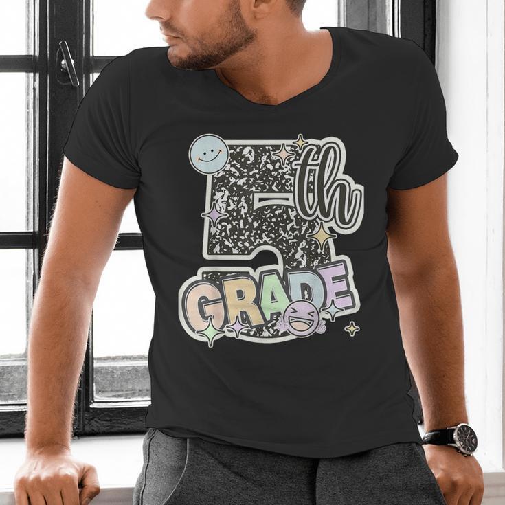 First Day Of Fifth Grade Composition Notebook Teacher Men's V-Neck T-Shirt, First Grade Teacher Shirts, gift for family, gift for coworker