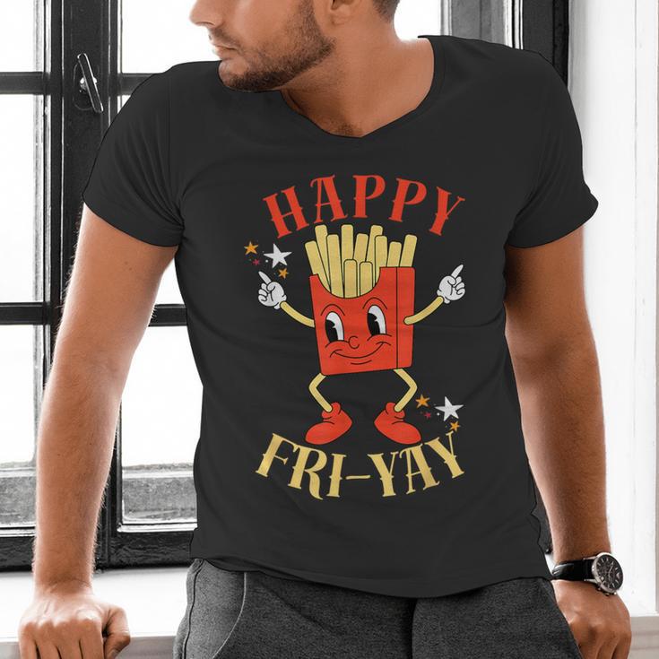 Fun Teacher Happy Fri Yay French Fries Friday Lovers Men's V-Neck T-Shirt, gift for family, gift for coworker