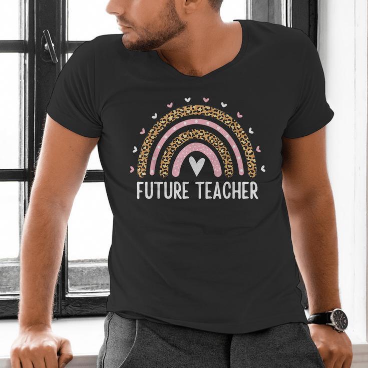 Future Teacher Kids Youth Girls Leopard Rainbow Women Men's V-Neck T-Shirt, Future Teacher Shirts, gift for family, gift for coworker