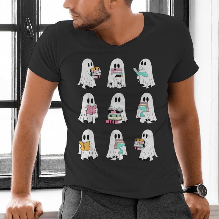 Ghost Reading Books Spooky Librarian Teacher Women Men's V-Neck T-Shirt, gift for family, gift for coworker Ghost Reading Books Spooky Librarian Teacher Women Men's V-Neck T-Shirt, gift for family, gift for coworker