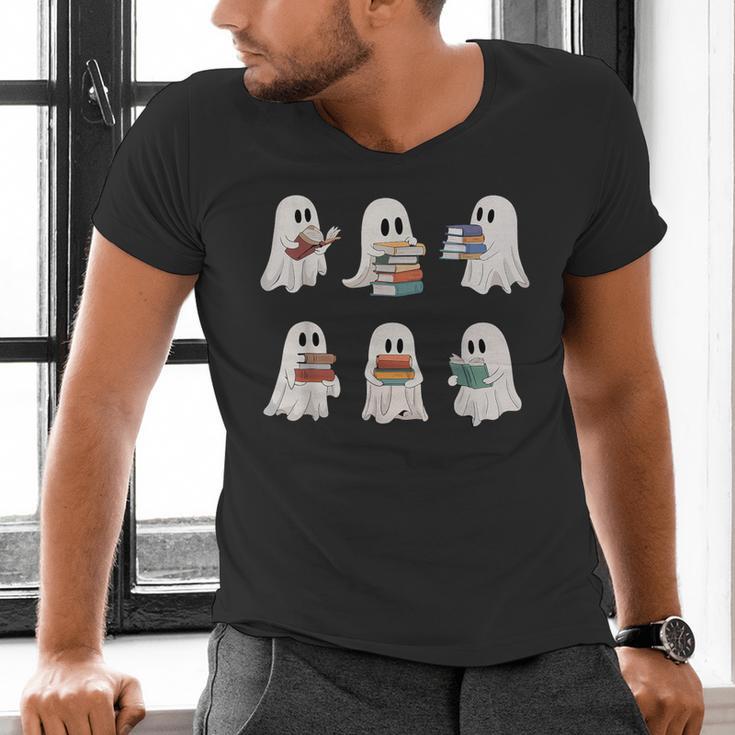 Ghost Reading Books Teacher Halloween Librarian Cute Boook Men's V-Neck T-Shirt, gift for family, gift for coworker Ghost Reading Books Teacher Halloween Librarian Cute Boook Men's V-Neck T-Shirt, gift for family, gift for coworker