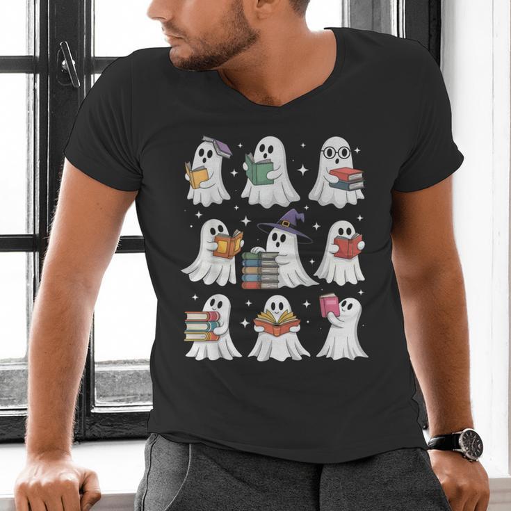 Ghost Reading Teacher Halloween Costume Librarian Book Lover Men's V-Neck T-Shirt, gift for family, gift for coworker Ghost Reading Teacher Halloween Costume Librarian Book Lover Men's V-Neck T-Shirt, gift for family, gift for coworker