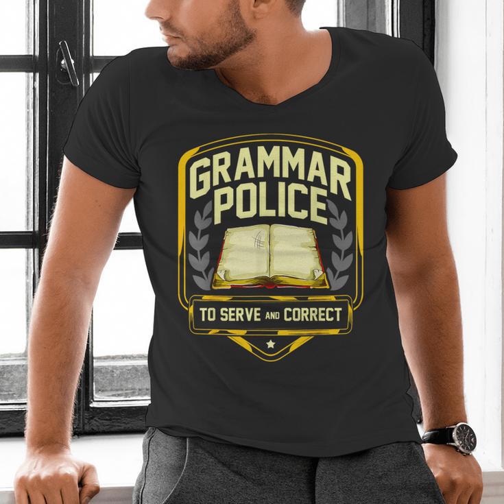 Grammar Police To Serve And Correct English Teacher Men's V-Neck T-Shirt, English Teacher Shirts, gift for family, gift for coworker