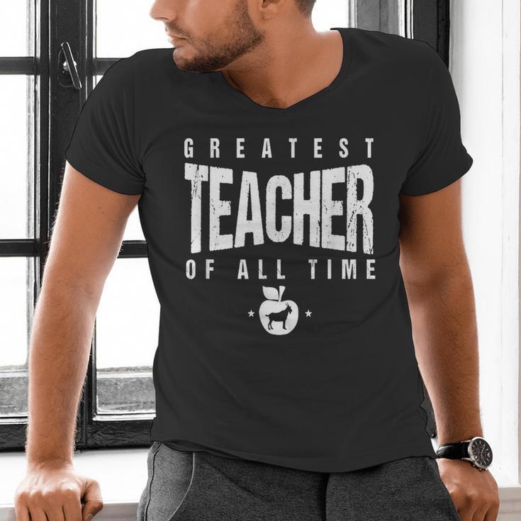 Greatest Teacher Of All Time Teachers Day 1 Teacher Goat Men's V-Neck T-Shirt, gift for family, gift for coworker Greatest Teacher Of All Time Teachers Day 1 Teacher Goat Men's V-Neck T-Shirt, gift for family, gift for coworker