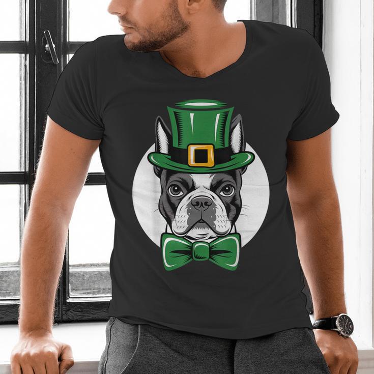 Green Boston Terrier Shamrock St Patricks Day Boston Terrier Men's V-Neck T-Shirt, gift for family, gift for coworker