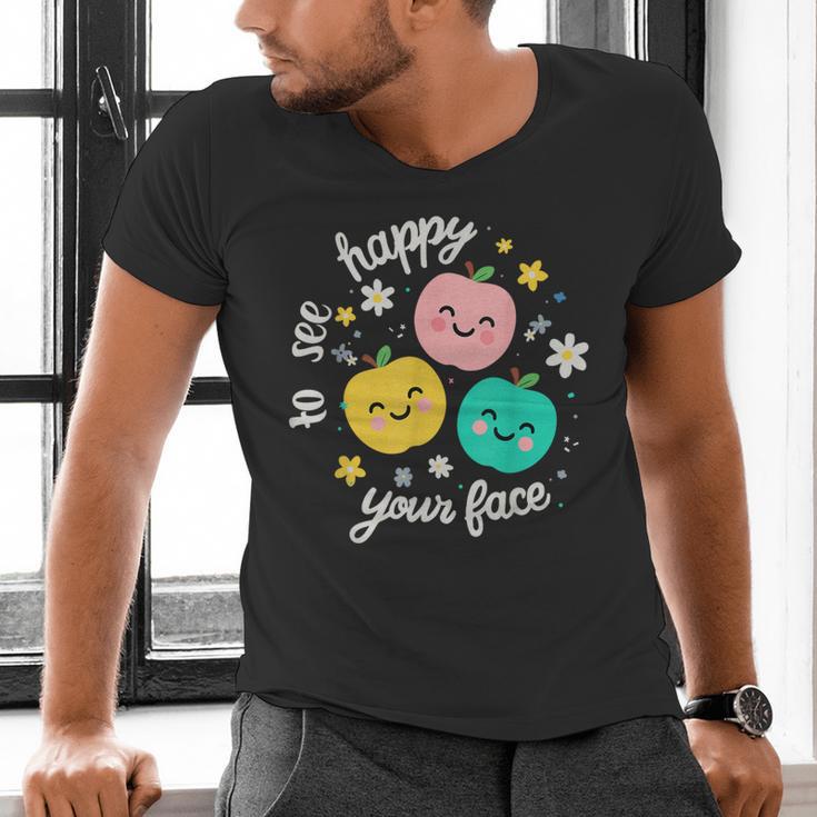 Groovy Happy To See Your Face Teacher School Appreciation Men's V-Neck T-Shirt, Groovy Teacher Shirts, gift for family, gift for coworker Groovy Happy To See Your Face Teacher School Appreciation Men's V-Neck T-Shirt, Groovy Teacher Shirts, gift for family, gift for coworker
