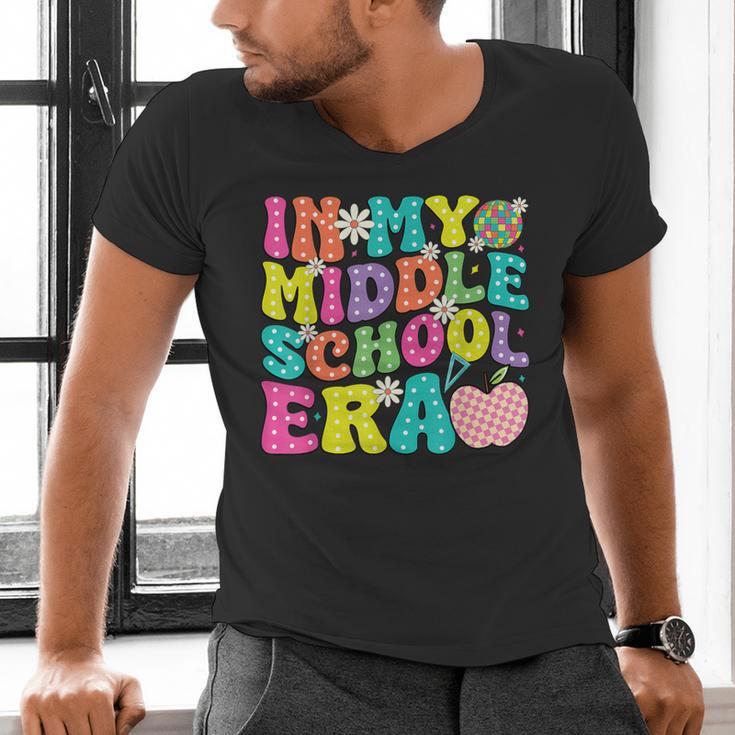 Groovy In My Middle School Era Back To School Teacher Men's V-Neck T-Shirt, Groovy Teacher Shirts, gift for family, gift for coworker
