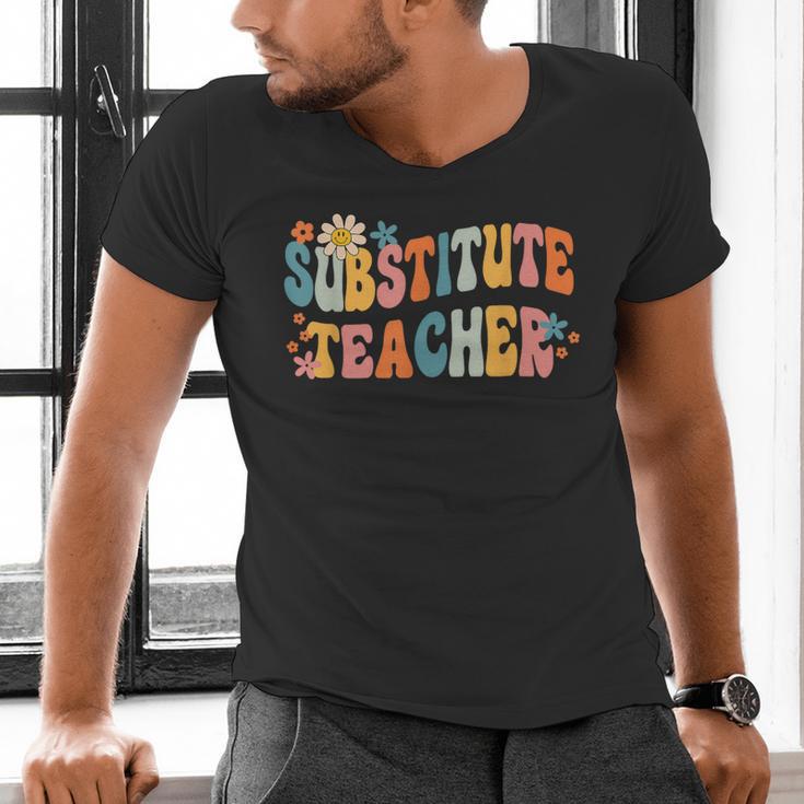 Groovy Substitute Teacher Retro Teacher Back To School Men's V-Neck T-Shirt, Groovy Teacher Shirts, gift for family, gift for coworker Groovy Substitute Teacher Retro Teacher Back To School Men's V-Neck T-Shirt, Groovy Teacher Shirts, gift for family, gift for coworker