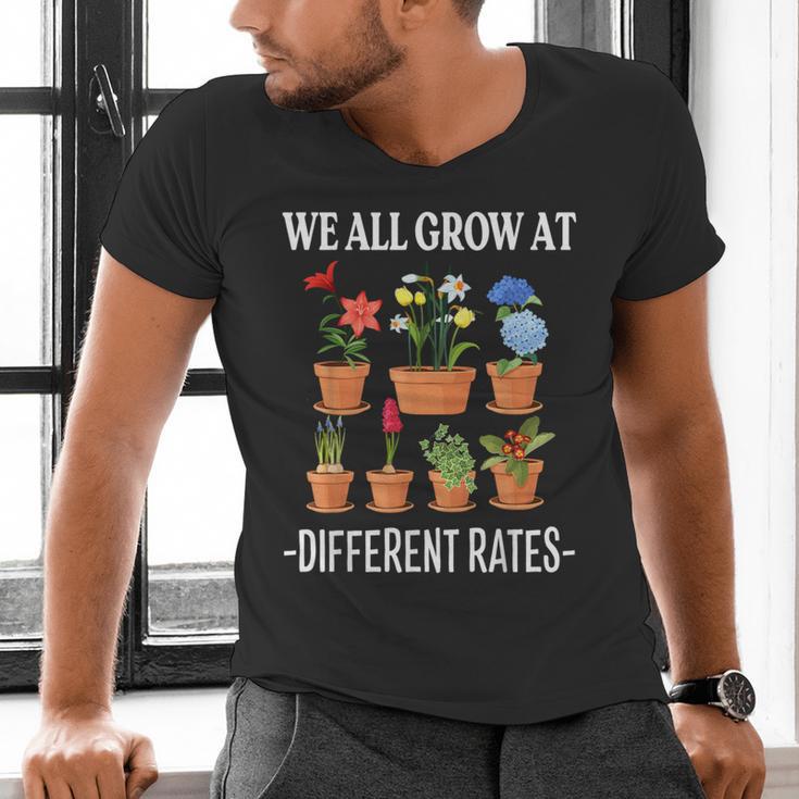 We All Grow At Different Rates Back To School Teacher Men's V-Neck T-Shirt, gift for family, gift for coworker We All Grow At Different Rates Back To School Teacher Men's V-Neck T-Shirt, gift for family, gift for coworker