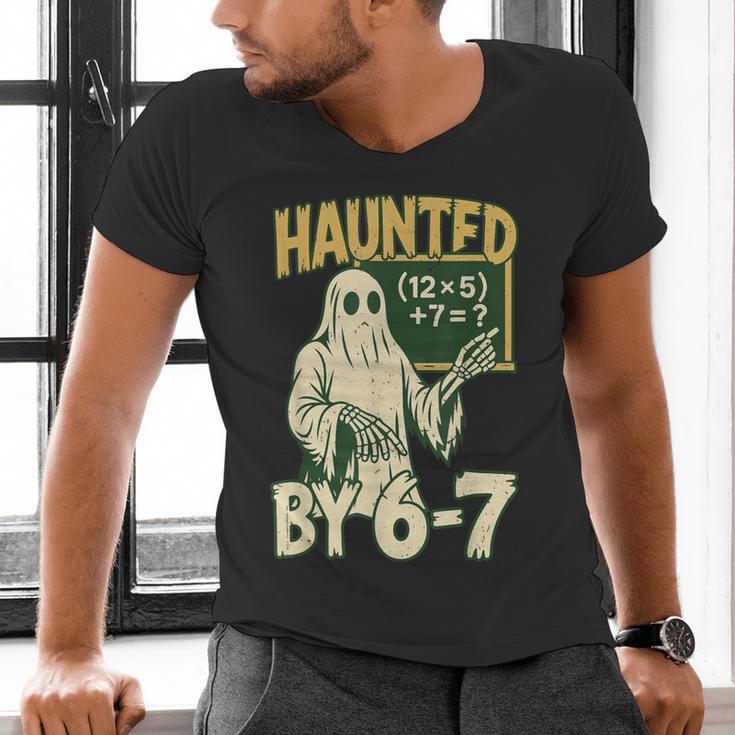 Halloween Costume Haunted By 67 Ghost Math Teacher Professor Men's V-Neck T-Shirt, gift for family, gift for coworker Halloween Costume Haunted By 67 Ghost Math Teacher Professor Men's V-Neck T-Shirt, gift for family, gift for coworker