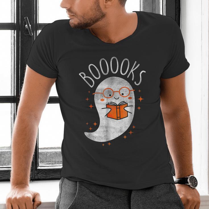 Halloween Cute Ghost Book Reading Teacher Men's V-Neck T-Shirt, gift for family, gift for coworker Halloween Cute Ghost Book Reading Teacher Men's V-Neck T-Shirt, gift for family, gift for coworker