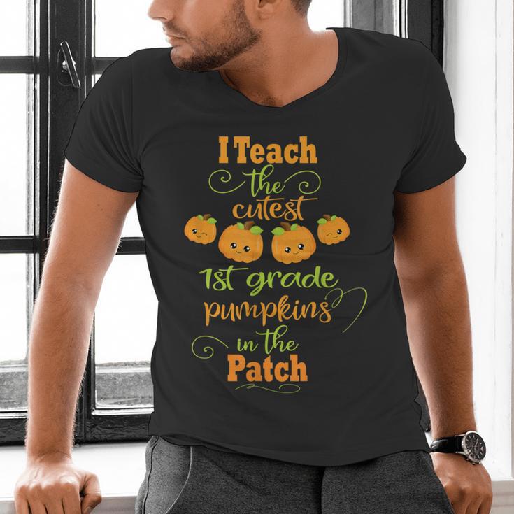 Halloween Cutest Pumpkins First Grade Teacher Men's V-Neck T-Shirt, First Grade Teacher Shirts, gift for family, gift for coworker Halloween Cutest Pumpkins First Grade Teacher Men's V-Neck T-Shirt, First Grade Teacher Shirts, gift for family, gift for coworker