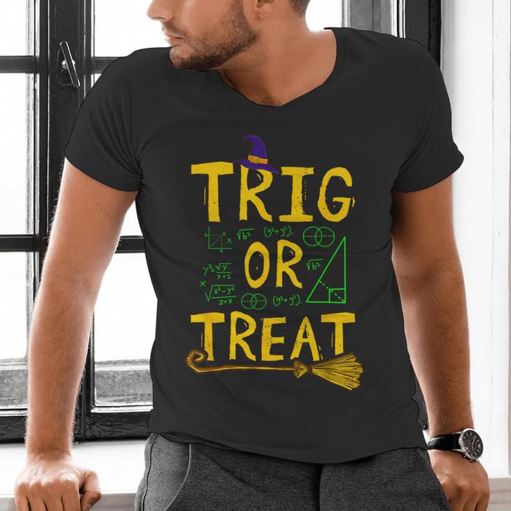 Halloween Math Teacher Trig Or Treat Student School College Men's V-Neck T-Shirt, gift for family, gift for coworker