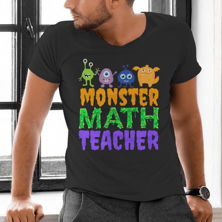 Halloween Monster Math Teacher Men Women Men's V-Neck T-Shirt, gift for family, gift for coworker Halloween Monster Math Teacher Men Women Men's V-Neck T-Shirt, gift for family, gift for coworker